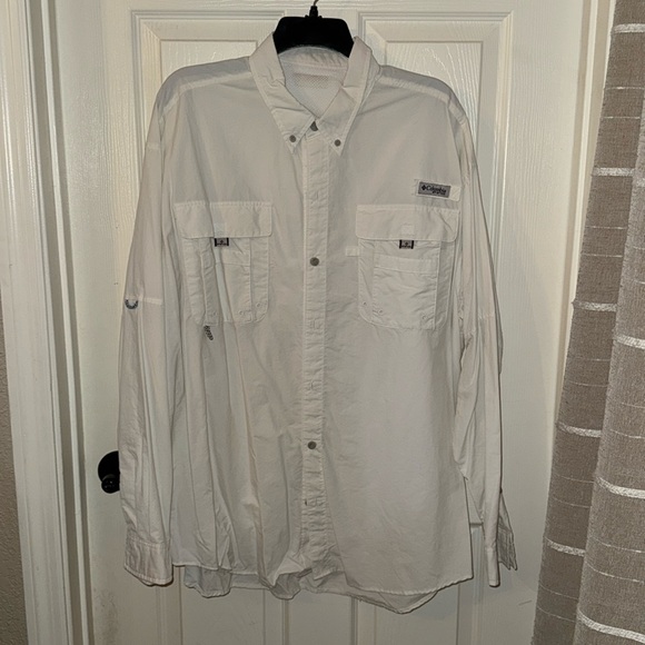 Columbia Mens Off White Long Sleeve Fishing Shirt Sun Protection Size‎ XL - Picture 1 of 4